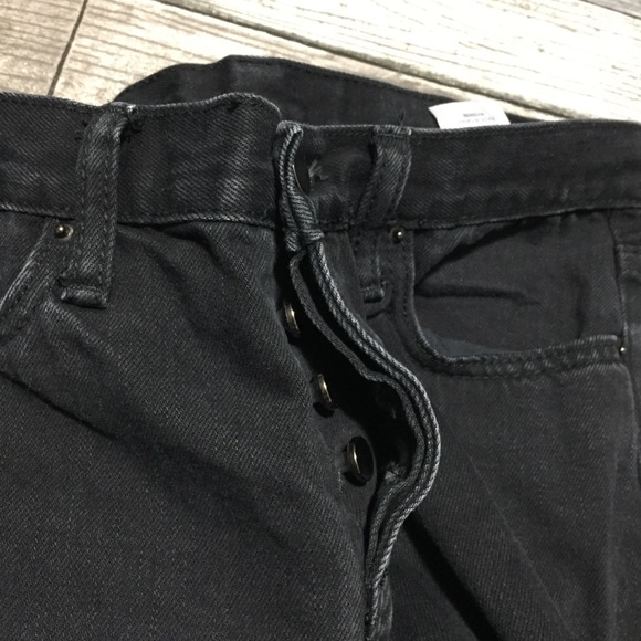 MNML Slim Skinny Jeans Men’s 29x30 Black Button Fly Distressed Ripped Knees - Picture 8 of 9